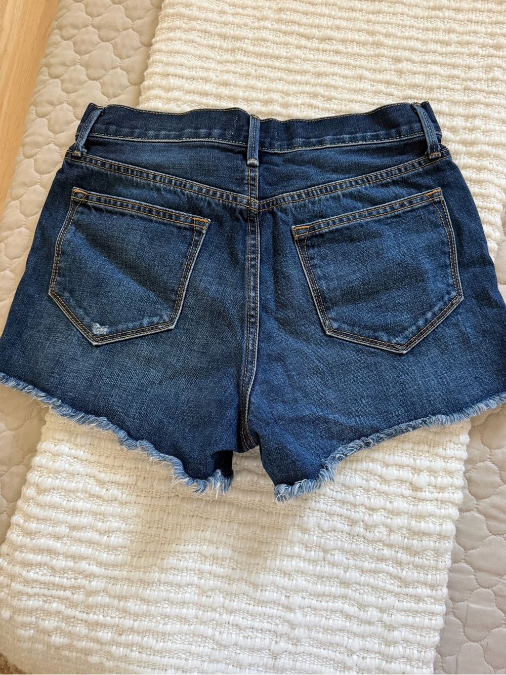 DRIFTWOOD Dark Blue Frayed Hem HR Goldie Denim Shorts - Picture 2 of 5